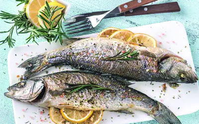 “Baked Fish with Couscous, Broad Beans, Mint & Lemon” Recipe